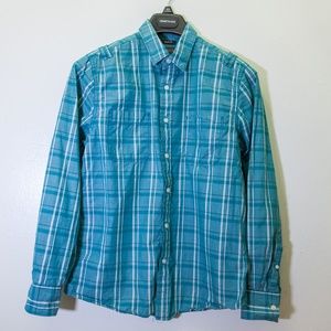 American Rag Green Blue Plaid Button Down Shirt